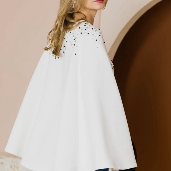 JACKET- White Jeweled Cape - Picture 5 of 5